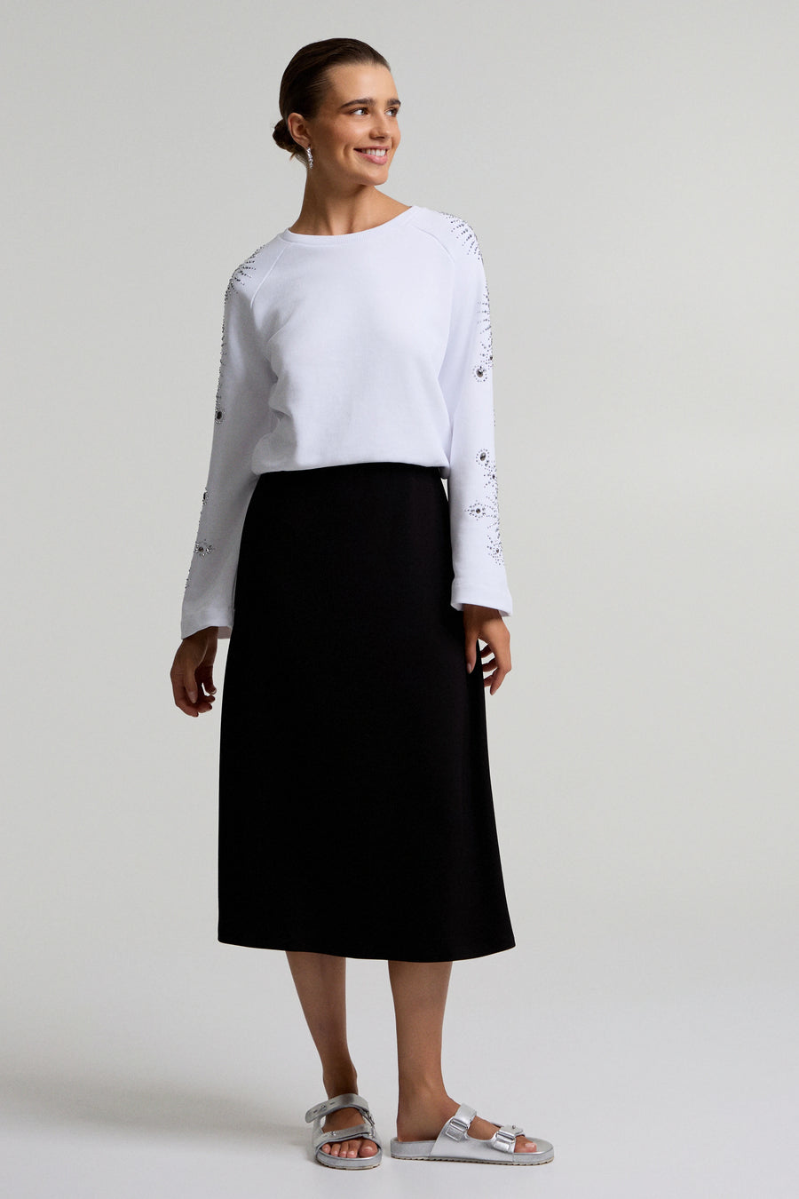 Midi high-waisted skirt