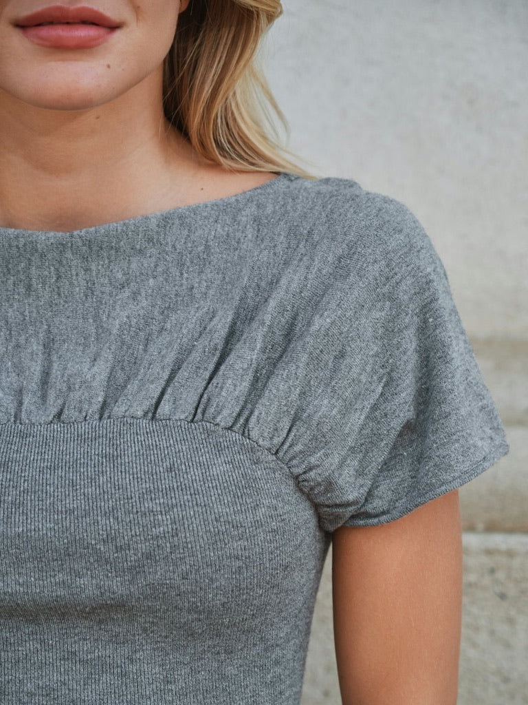 Anthea Knit Top - Grey Melange