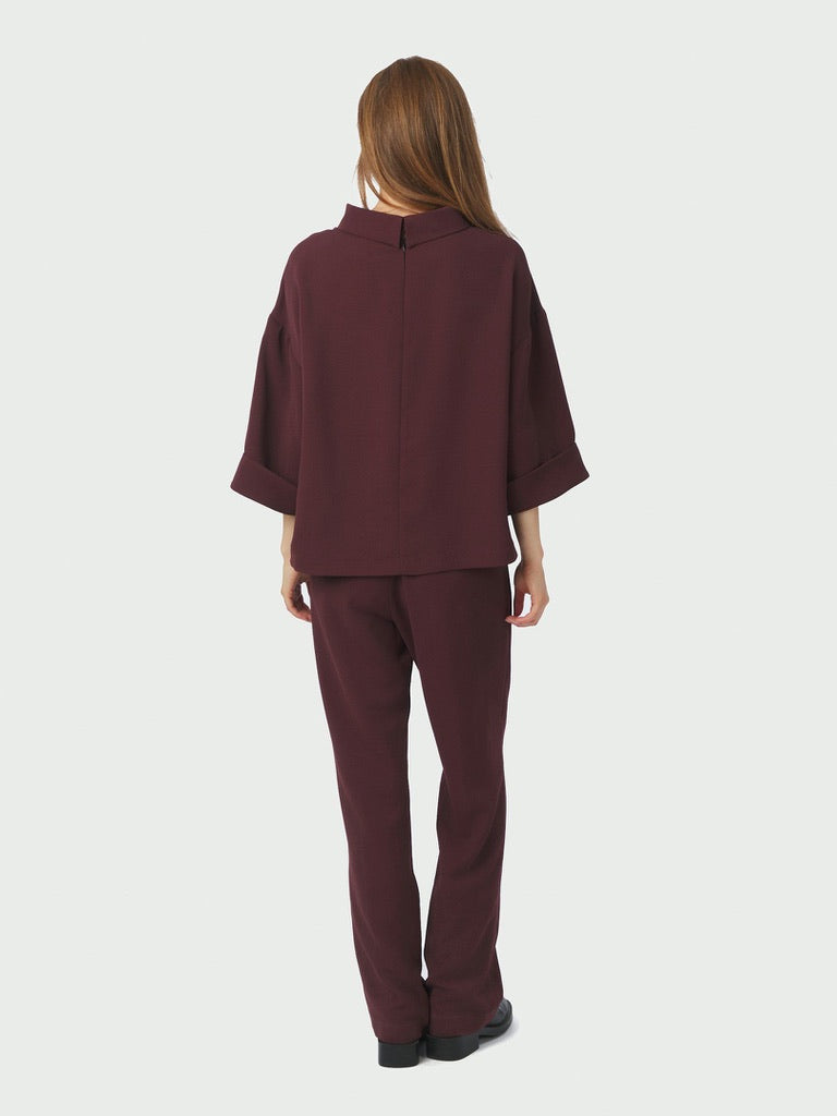 Arlo Crepe Jumpsuit - Burgundy