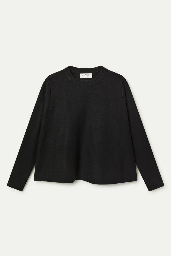 Knitted peplum sweater - Black