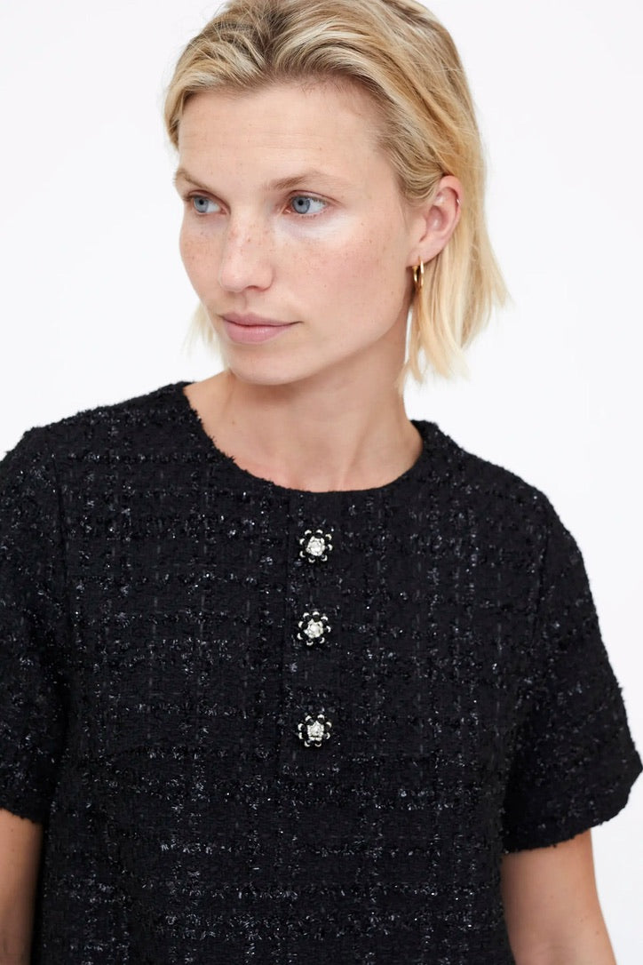 Short black tweed dress