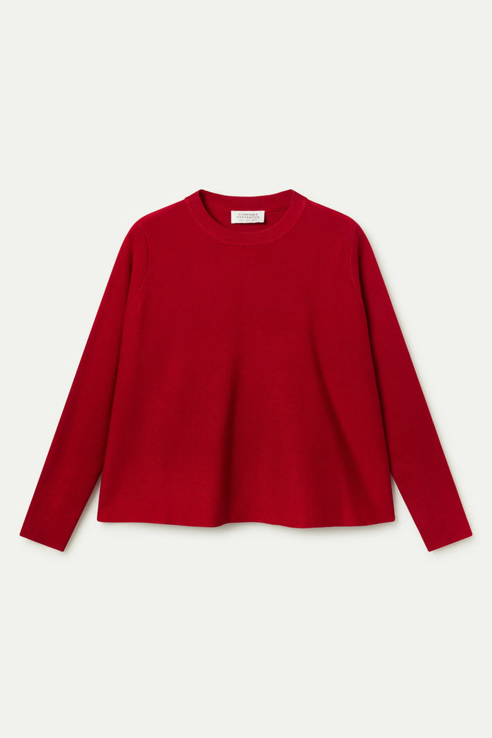 Knitted peplum sweater - Red