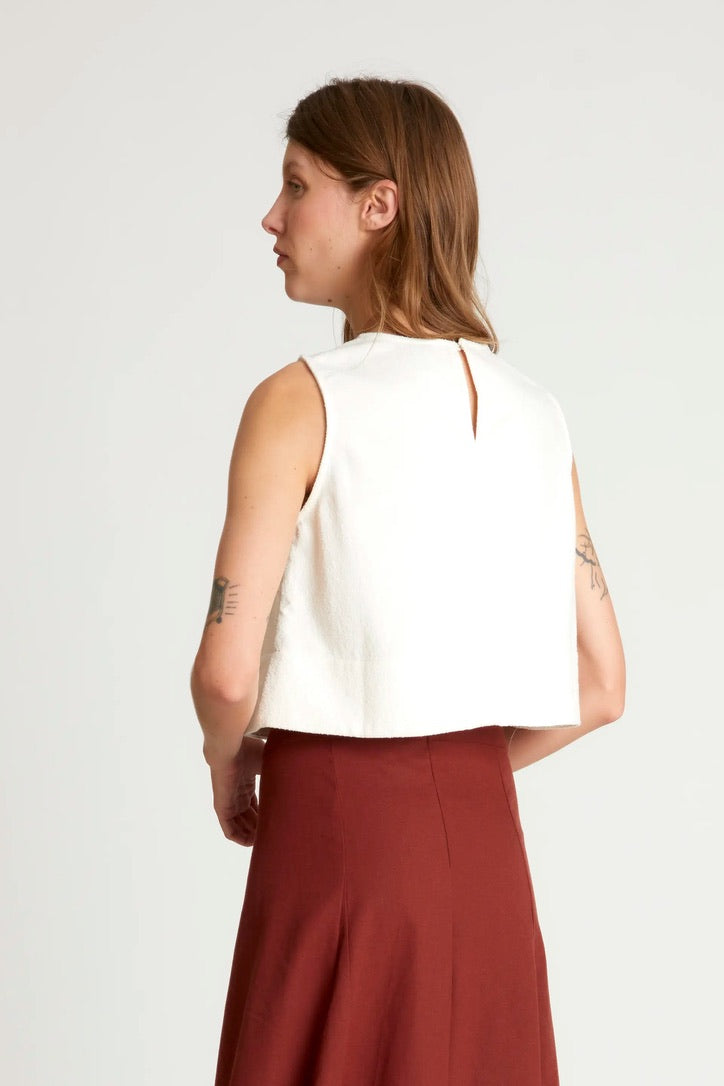 White tweed crop top
