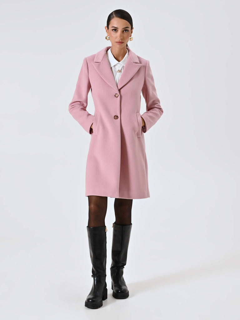 Mauve Pink Velour Midi Coat