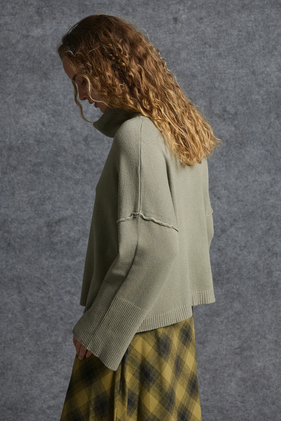 Jumper with detachable turtleneck - Khaki