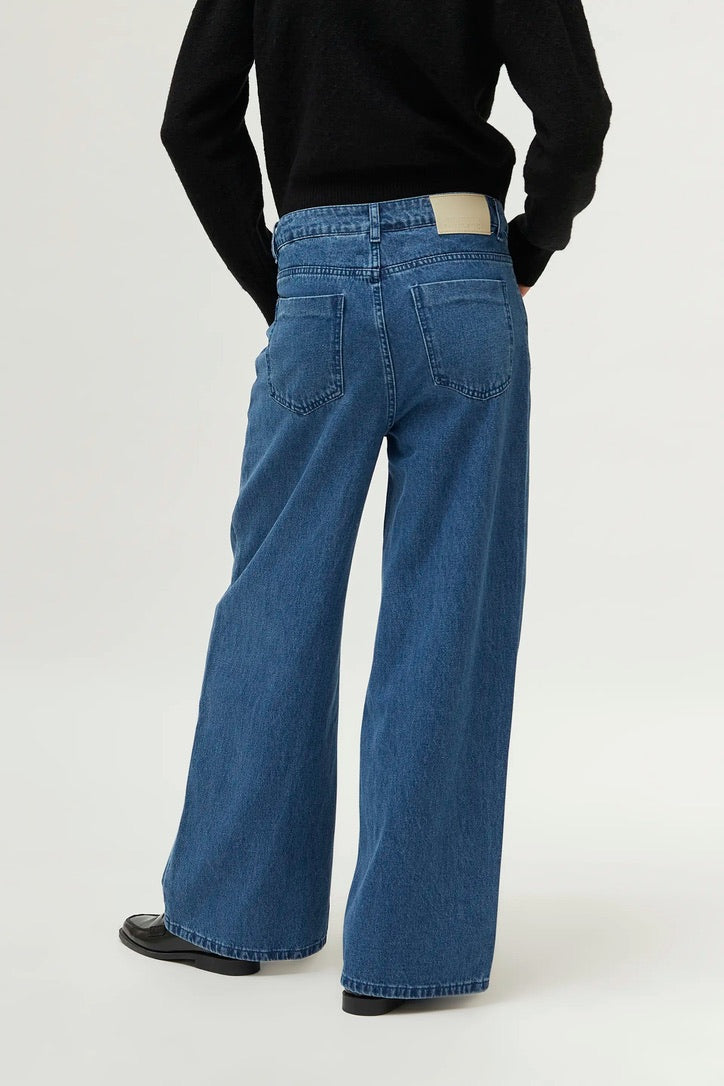 Blue wide leg jeans