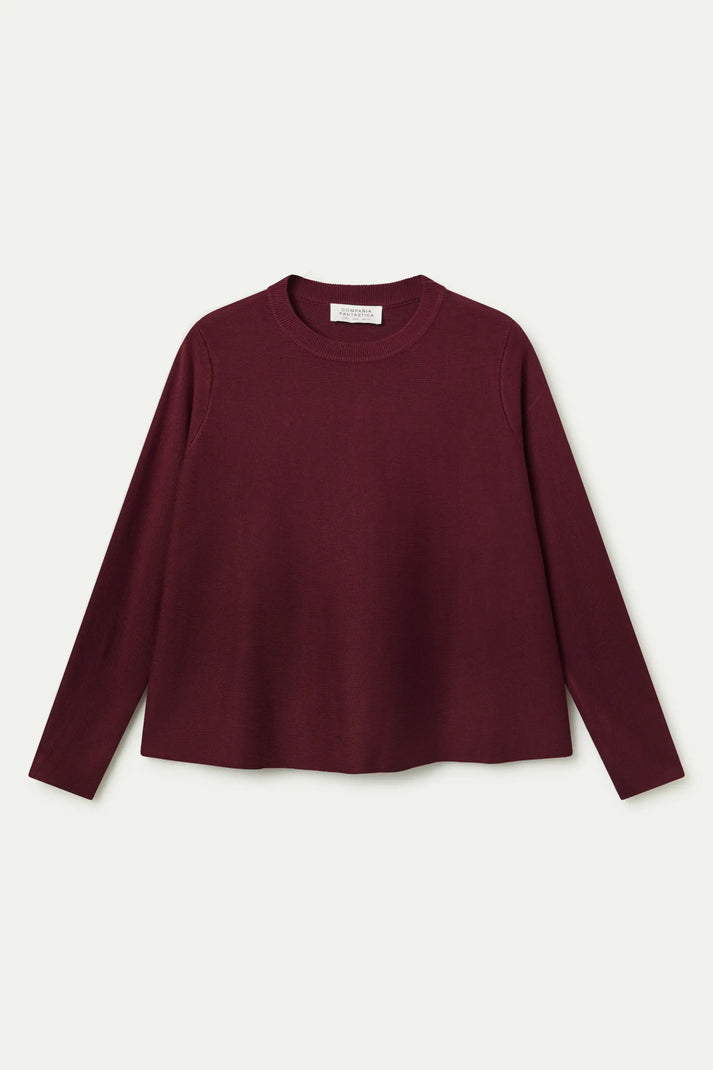 Knitted peplum sweater - Burgundy