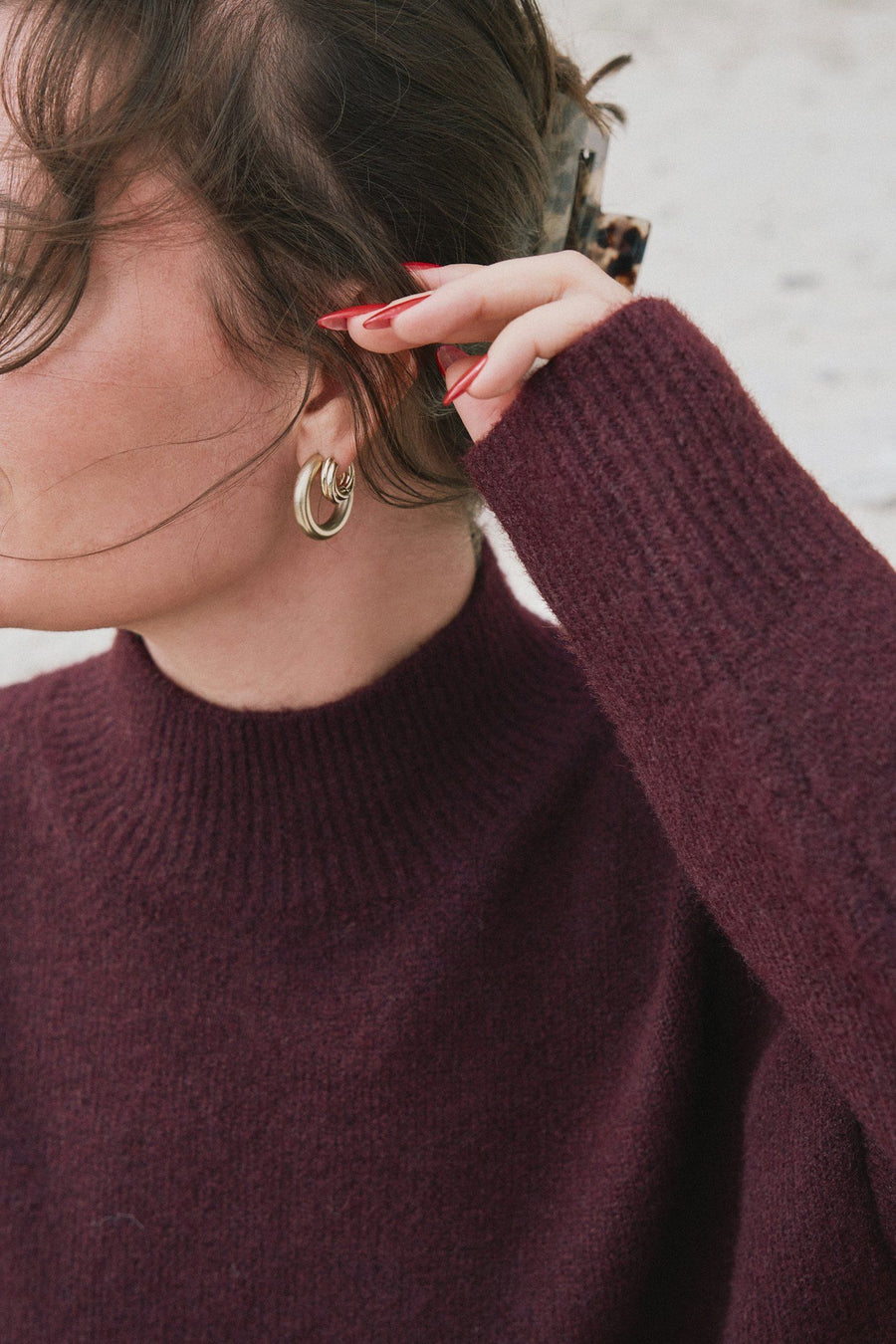 Paulina Knit Blouse - Burgundy