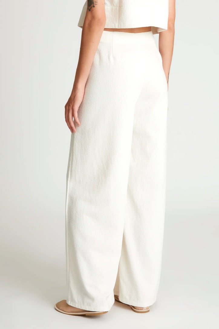 White tweed straight trousers