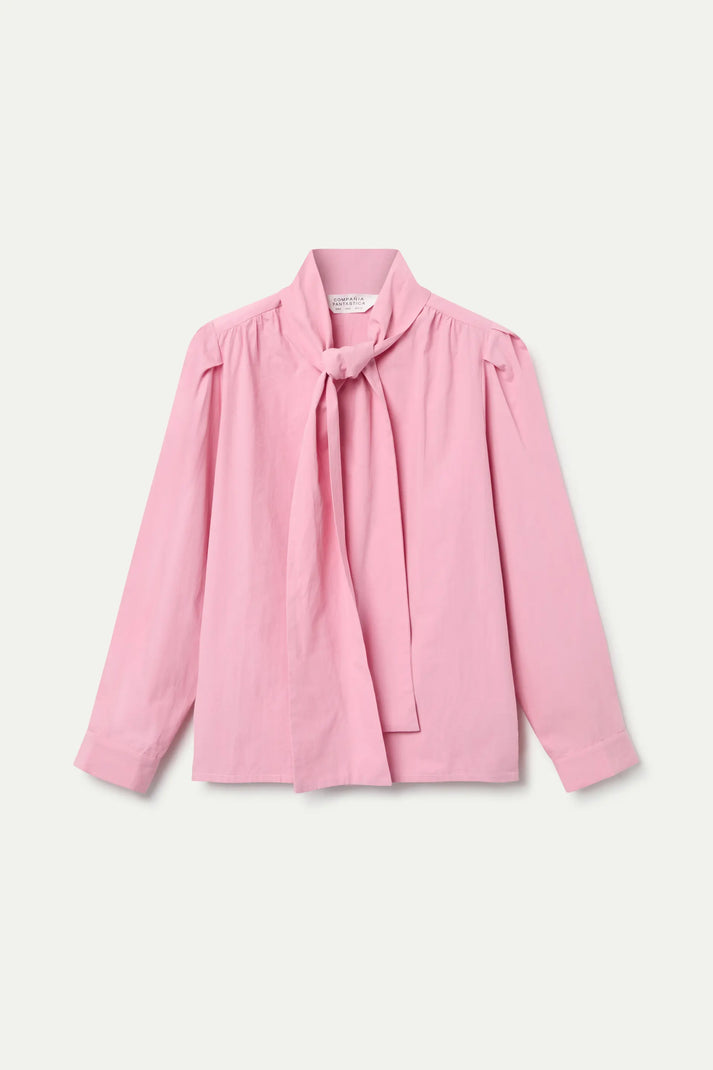 Cotton shirt with bow - Pink