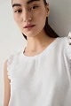 Top with frills on the sleeves white