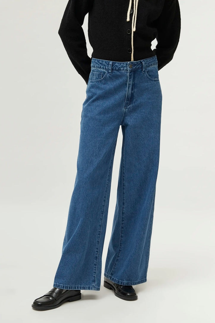 Blue wide leg jeans