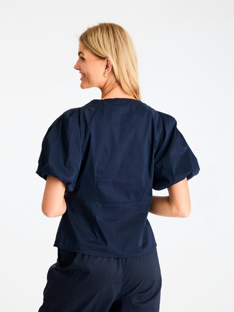 Irina Poplin Blouse Navy