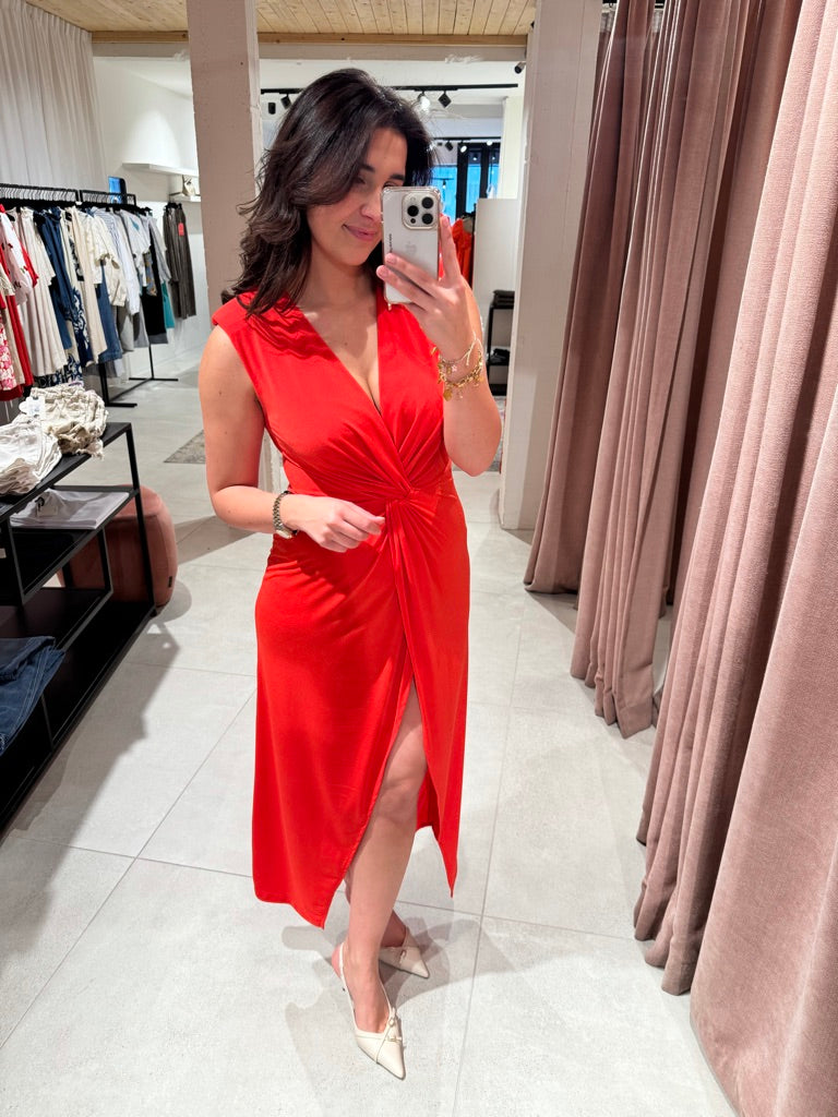 Ruched Waist Dress Red
