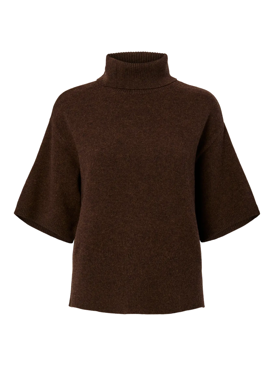 YASEmila 2/4 Wool Knit Pullover - Chocolate Brown
