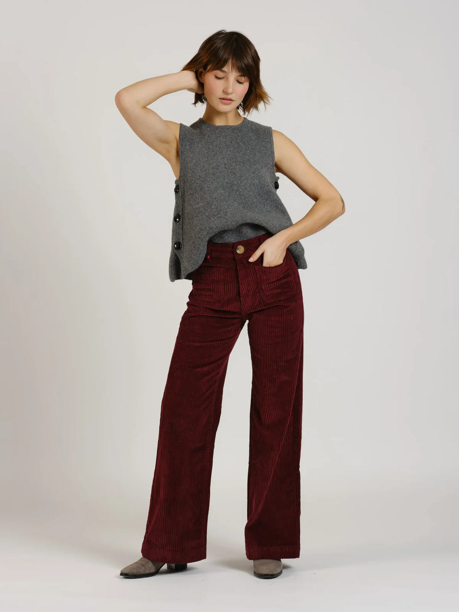 FAUVE corduroy high-waisted flared pants - Burgundy