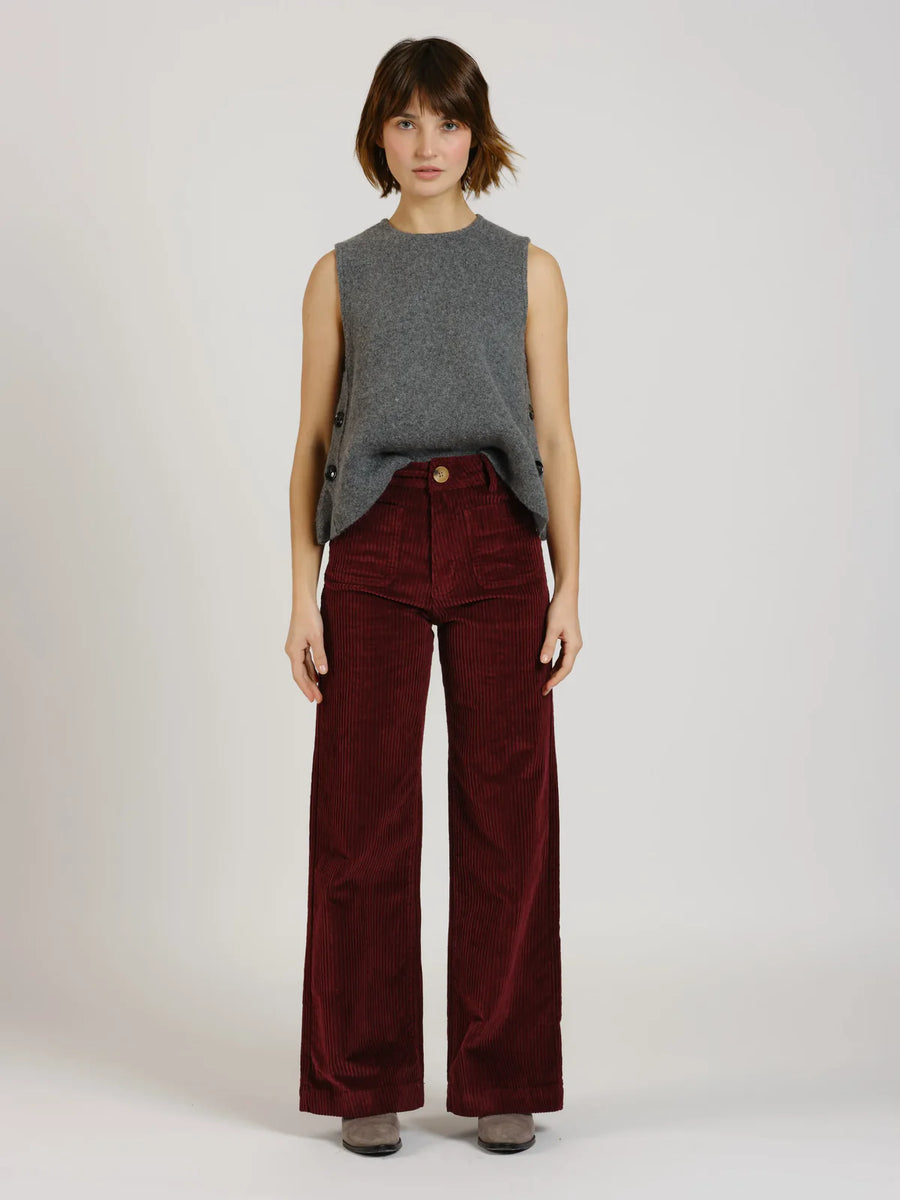 FAUVE corduroy high-waisted flared pants - Burgundy