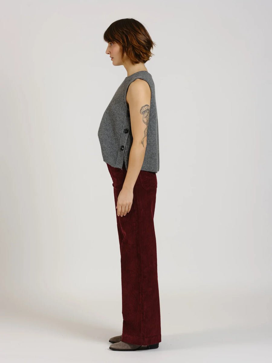 FAUVE corduroy high-waisted flared pants - Burgundy