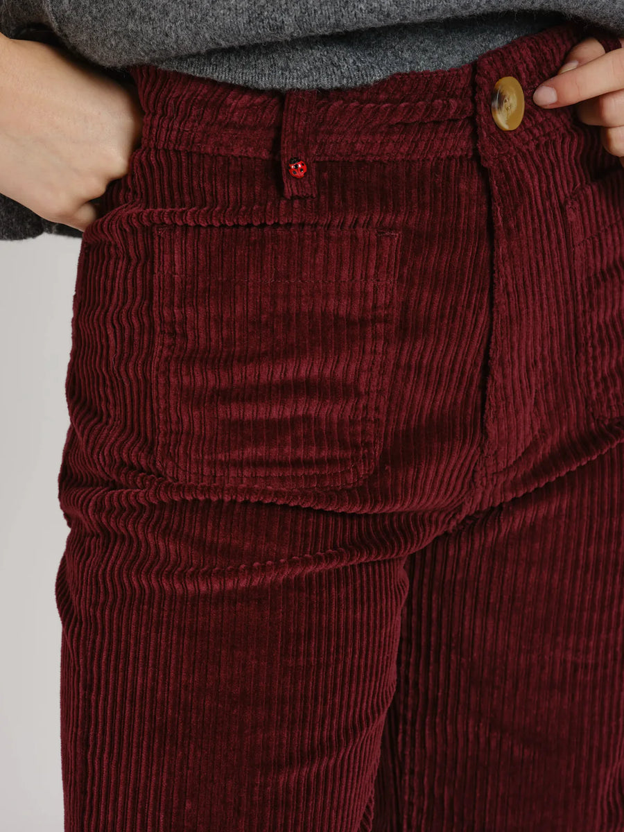 FAUVE corduroy high-waisted flared pants - Burgundy