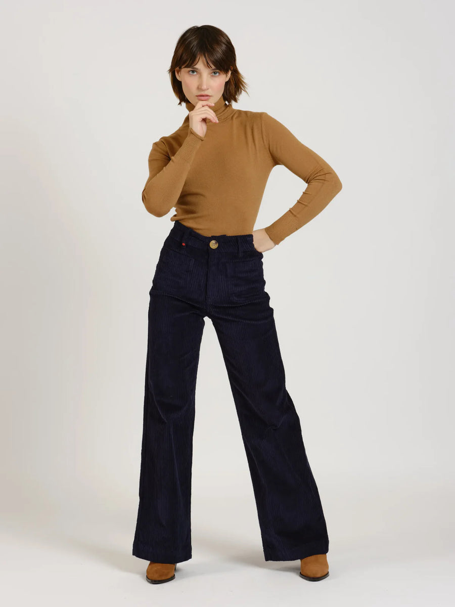 FAUVE corduroy high-waisted flared pants - Navy