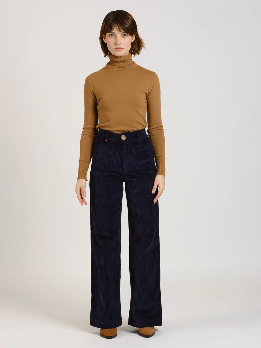 FAUVE corduroy high-waisted flared pants - Navy