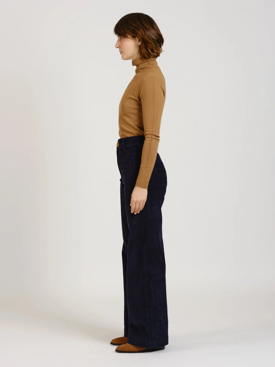 FAUVE corduroy high-waisted flared pants - Navy