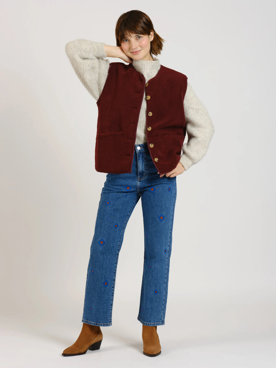 VITA Sleeveless Jacket - Burgundy