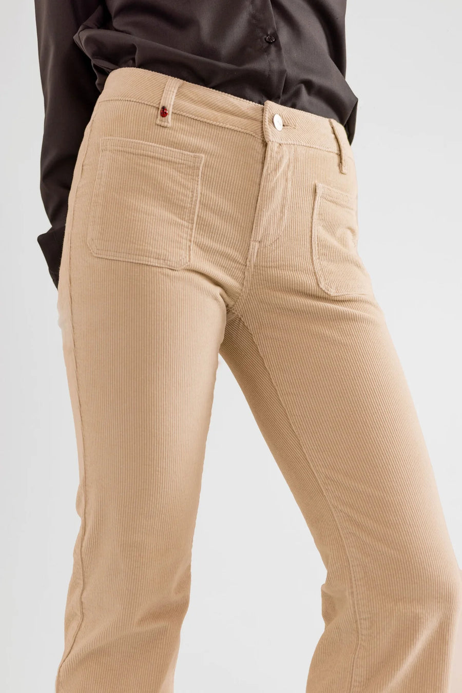 BELLA beige velvet bootcut pants