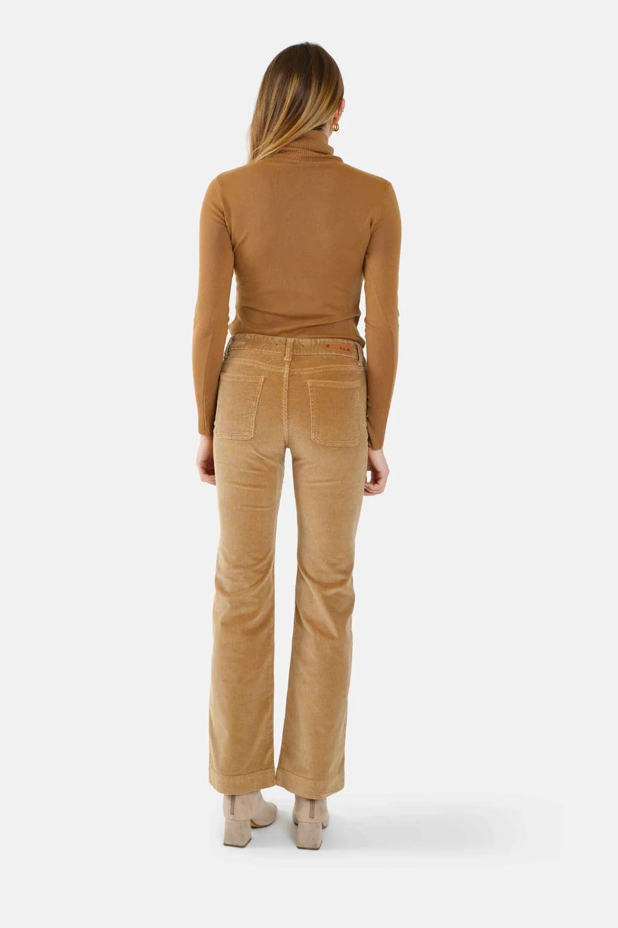 BELLA camel velvet bootcut pants