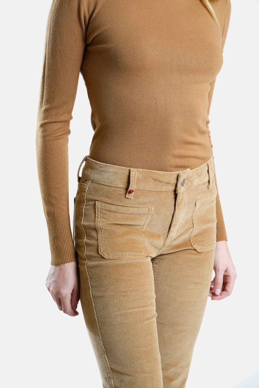 BELLA camel velvet bootcut pants