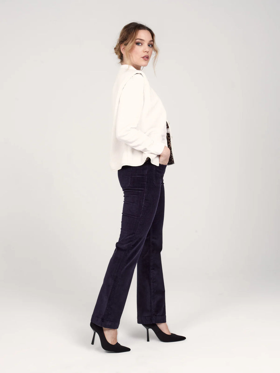BELLA navy blue velvet bootcut pants