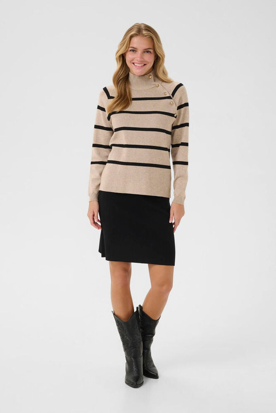 CRDela Button Pullover - Cobbelstone melange