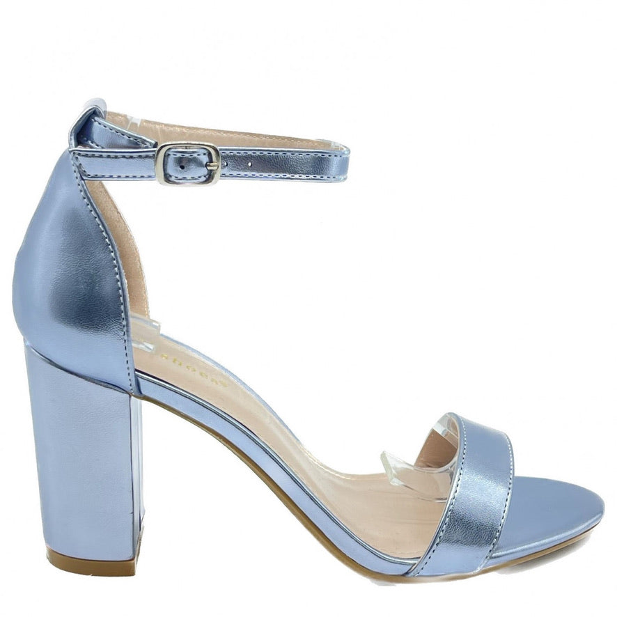 Metallic Light Blue Heels